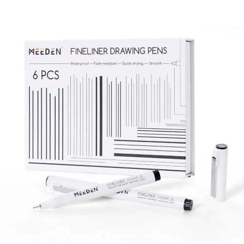 MEEDEN Micro Fineliner Drawing Pens: 0.4mm Needle Nib, 6 Pack, Black Ink | Waterproof archival ink for technical drawing, sketching, outlining, illustration, manga, and journaling - style: 0.4mm Needle Nib