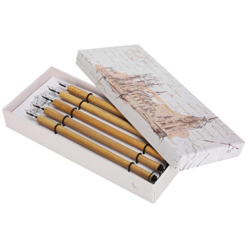 5 PCS Dip Pen, Calligraphy Bamboo Pens, Inking Pens for Drawing, Writing, Masking Fluid