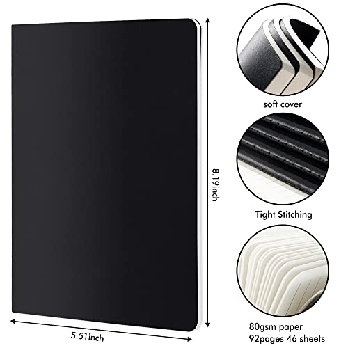 feela 36 Pack Soft Cover Journal Bulk, Lined Blank Travel Journal for Women Men Writing, Notebooks College Ruled for Work, Note Taking Notebook School Business Supplies, 8.2” x 5.5”, A5, Black - color: 36 Black