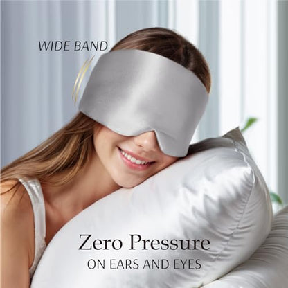 Zenssia 100% Mulberry Silk Sleep Mask Eye Mask for Men & Women, Silvergrey - color: Silvergrey