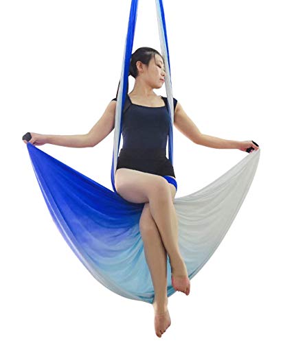 Durable Aerial Silks Starter Kit with 11-Yard Yoga Hammock & Hardware | Aerial Swing for Acrobatic Flying Yoga & All Levels, Aerial Rigging Point up to 14ft, Durable, Safe - color: Multicolor-D