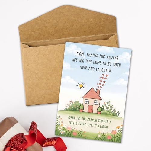 Thanks for Always Keeping Our Home Filled with Love and Laughter Card Sarcastic Happy Mothers Day Gift for Mother Mama Her Mom Stepmom Mom Cards Gifts from Daughter Son Mother’s Day Card 5.3''x8" - color: A96