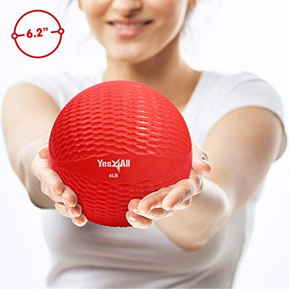 Yes4All Weighted Toning Balls for Exercise, Soft Medicine Balls for Exercise, Pilates, Yoga, Balance, Flexibility, 2-10lbs - color: Red, style: B. Diamond Grip - Knurl