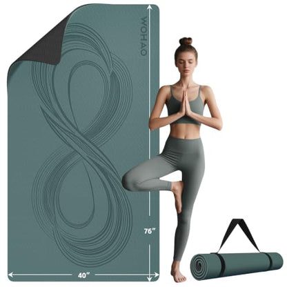 Large 76"x40"x0.4" Yoga Mat - color: Dark green