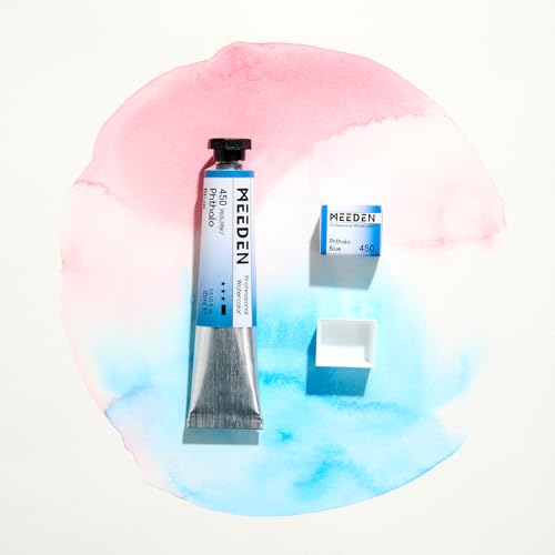 MEEDEN Professional Artist Watercolor Paint: Prussian Blue - 15ml/0.5oz | Water Color Tube, Semi-Moist Pigment Half Pan and Empty Matching Half Pan for Artists Pros - color: Prussian Blue