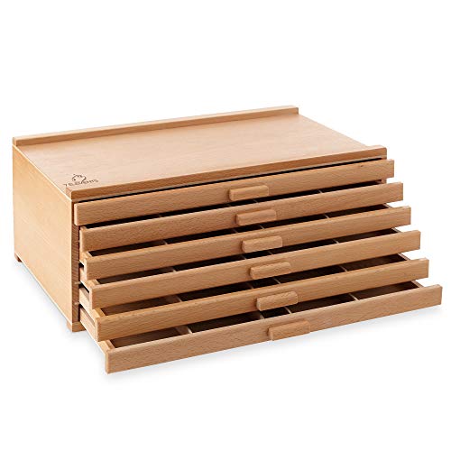 7 Elements 6 Drawer Wooden Artist Storage Supply Box for Pastels, Pencils, Pens, Markers, Brushes and Tools - size: 6-Drawer