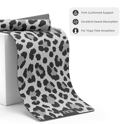 ILILI Yoga Mat Leopard Print Yoga Mat 8mm, Suede & TPE Thick Exercise Mat - color: Grey