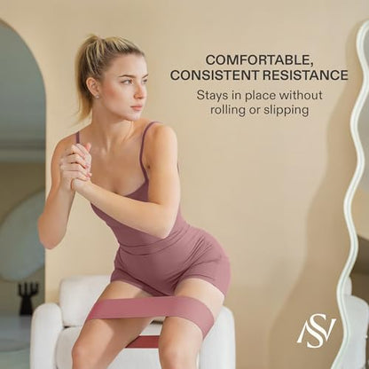 Premium Loop Resistance Bands Set - Non Slip Fabric Booty Bands for Glutes & Legs (Light, Medium, Heavy) | Hip Bands for Pilates, Strength Training & Home Workouts - color: Dusty Rose