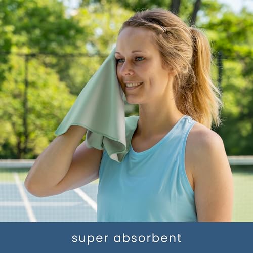 S&T INC. Seude Microfiber Gym Towels & Carry Bags, 3 Pack, 12" x 40", Green - color: Sage (3 Pack)