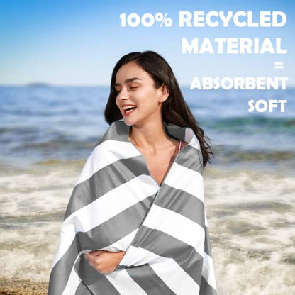 Your Choice Microfiber Beach Towel Sand-Free Quick Dry (67"x35"/60"x30") - color: A-gray Stripes, size: Extra Large(67x35")