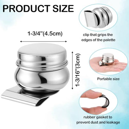 3 Pcs Stainless Steel Oil Paint Palette Cups with Lids and Clips, Large Mouth Artist Dipper Cups for Oil Painting, Leak-proof Paint Pot Cup for Easel Canvas Air Outdoor Painting Supplies