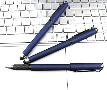 Black Gel Ink Rollerball Pens 0.7mm Gel Pens 2-in-1 Stylus Pens Medium Point Pen for Office, Black Ink (18 Pack-Blue)