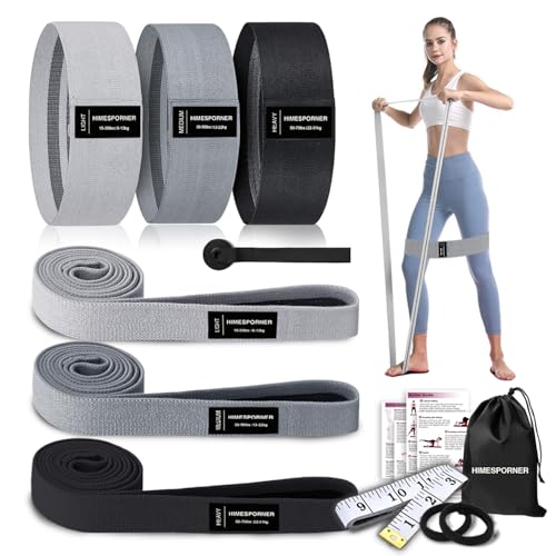 HIMESPORNER 9 PCS Fabric Resistance Bands Set for Working Out - color: Grey and Black