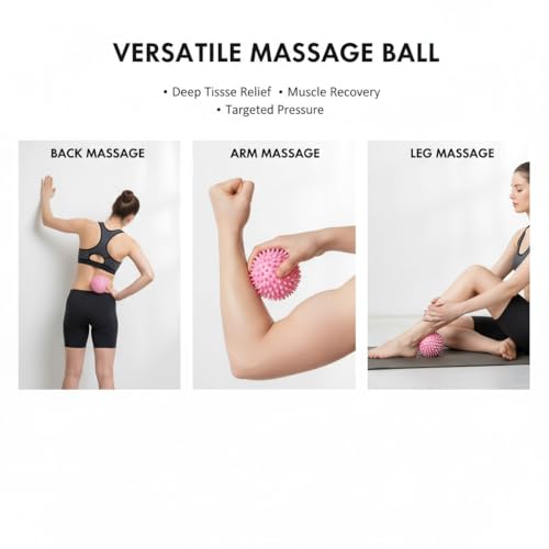 Massage Ball - Spiky for Deep Tissue Back Massage, Foot Massager, Plantar Fasciitis & All Over Body Deep Tissue Muscle Therapy，Foot Massage Ball