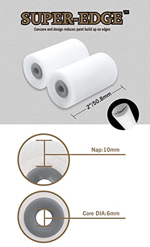ROLLINGDOG 2 Inch Mini Foam Paint Roller Covers Paint Roller Sleeves | 8PC Concave Design High Density Foam Roller Refills for Smooth Even Painting - color: 8pc 2" Concave Roller