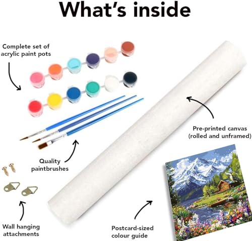 LWZAYS Mountain Paint by Numbers Kit for Adults Beginner, Cabin Adult Paint by Number Kits on Canvas, Mountain Landscape Acrylic Paint by Number Kit for Gift Decor - 16x20Inch