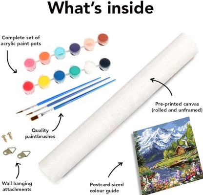 LWZAYS Mountain Paint by Numbers Kit for Adults Beginner, Cabin Adult Paint by Number Kits on Canvas, Mountain Landscape Acrylic Paint by Number Kit for Gift Decor - 16x20Inch