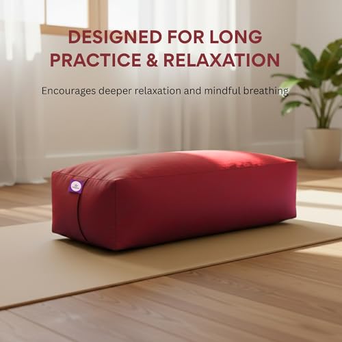 Rectangular Cotton Yoga Bolster, Yoga Pillow, Yoga Cushion, Yin yoga Bolster, Iyengar yoga bolster - color: Maroon
