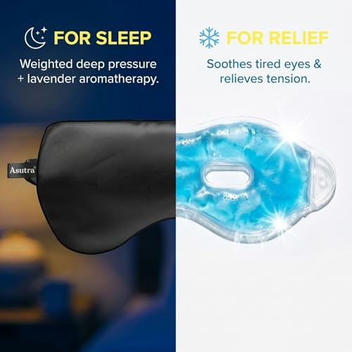 ASUTRA Silk Eye Pillow for Sleep, Black - Filled w/Lavender Buds (One Size) - color: Black