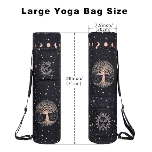 Yoga Mat Bag Full-Zipper Yoga Mat Carrier with Extra Wide Adjustable Strap 2 Multi-Functional Storage Cargo Pocket Stylish & Functional Yoga Bag Pilates Bag for Women & Men - color: Tree of Life