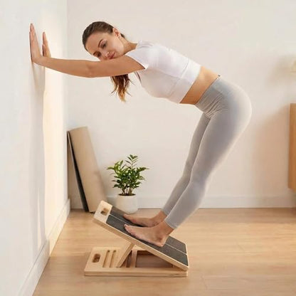 Adjustable Slant Board 16.5"×12" Wooden for Calf Stretching & Squat Wedge – Home-Gym, Flexibility, Recovery & Strength, 5-Angle Foldable, 350 lb Rated