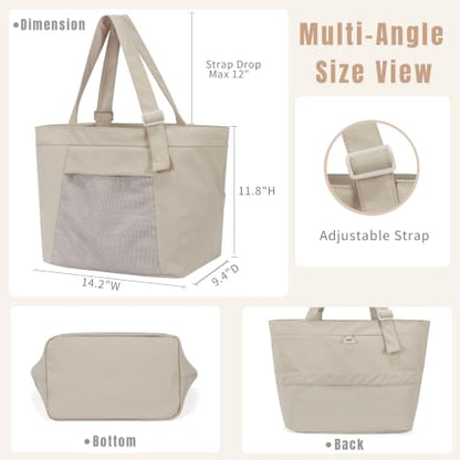 Travel Tote Bag for Women, Large Nylon Bag with Yoga Mat Strap and Luggage Sleeve,Shoulder Bag for Daily Use - color: Black