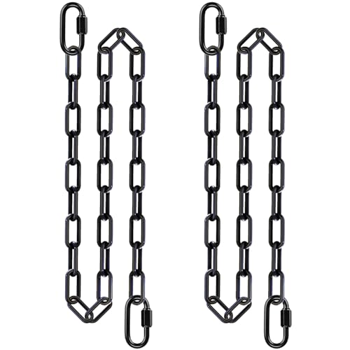 SELEWARE 2Pcs 80" Hanging Swing Chain Black Plastic Coated Hanging Chains | 1000LB Capacity Porch Swing Chain with 4 Carabiners, Hammock Hardware Kit for Hanging Chair, Punching Bag, Indoor Outdoor Gym - color: Black, size: 80" (2 Pcs)