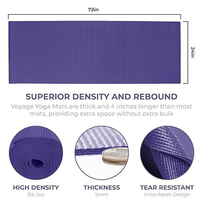 Voyage 5mm Studio Yoga Mats, 4 Pack, 72x24in - color: Purple