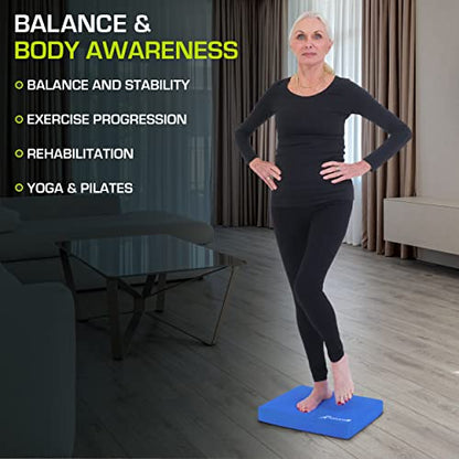 ProsourceFit Exercise Balance Pad, Non-Slip Cushioned Foam Mat & Knee Pad for Fitness and Stability Training, Yoga, Physical Therapy - color: BLUE, size: 15x12