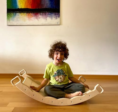 Wooden Balance Board | Seesaw balance board | Babies Montessori Toys Wobble Board Children and Adults | Balancing Children Wooden Toys | Wobble Board Balance | Wooden Seesaw Balancing Board Montessori Toy from 3 years Yoga Board Balance Training - color: