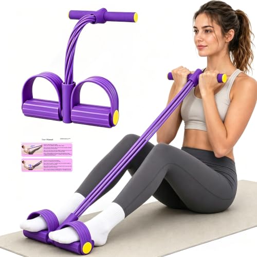 Pedal Resistance Bands with Handles, 6/8/10 Tube Exercise Band | Fitness Shaping Yoga Exercise Equipment, Natural Rubber Tension Rope,for Abdominal,Leg,Arm,Back Slimming Training