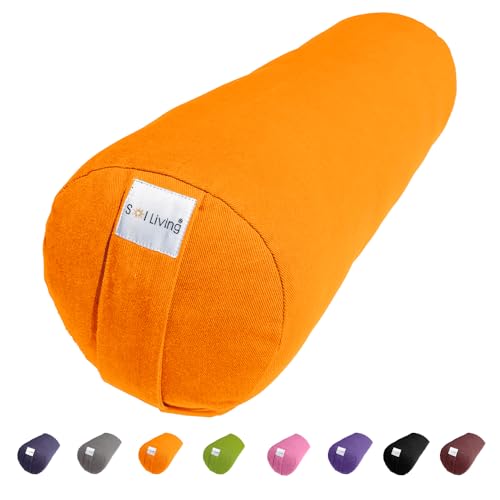 Pranayama Yoga Bolster Meditation Pillow - color: Tango, size: Cylindrical 26" x 8"