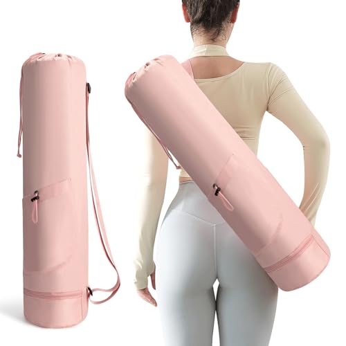 Yoga Mat Bag, Yoga Bag with Adjustable Strap and Pockets - color: Pink