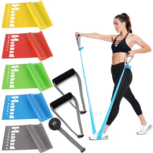 Resistance Bands Set for Physical Therapy, Rehab, Yoga and Pilates - color: Five Colors 5-80 lbs - Includes Accessories