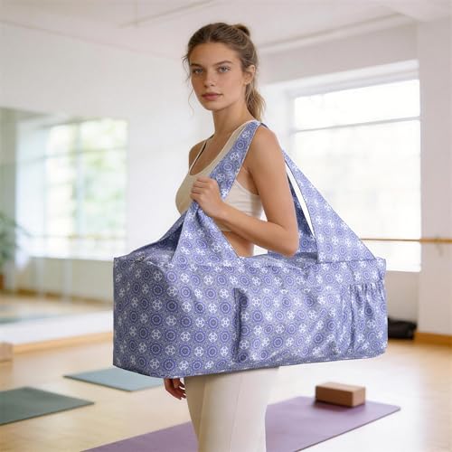 BOULDER BEE Yoga Mat Bag with Wet Pocket, Large Yoga Mat Carrier Fits All Your Stuff, Personalized Yoga Gifts, Gym Tote Bag for Women - color: Purple