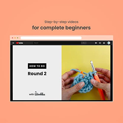 The Woobles Crochet Kit for Beginners (Kiki the Chick) | As seen on Shark Tank, Kit includes: Easy Peasy Yarn, pre-started piece, hook, safety eyes, stuffing, video tutorials - color: Kiki The Chick