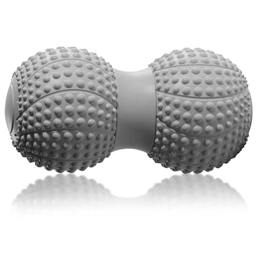 Peanut Massage Ball for Deep Tissue, Trigger Point Therapy, Myofascial Release – Double Lacrosse Foam Roller for Back, Neck, Foot, Muscle Relief, Yoga & Physical Recovery (Grey) - color: Grey