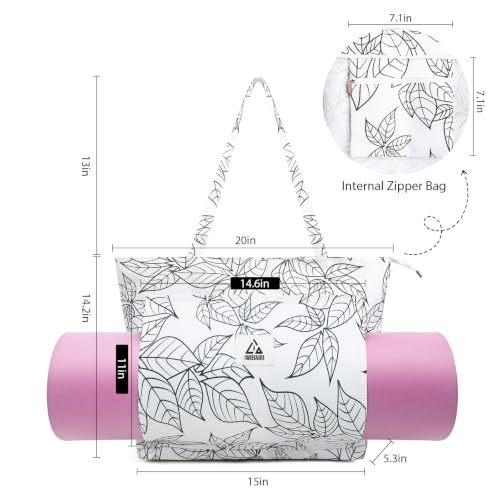 IwIeIaIrI Yoga Tote Mat Bag Carrier for Women with Mat Holder | Yoga Mat Bag Gym with Zipper Pocket, Polyester Material, Fits Workout Supplies. Great Yoga Accessory Gift - color: White