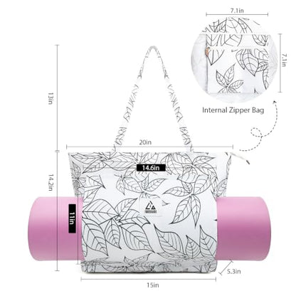 IwIeIaIrI Yoga Tote Mat Bag Carrier for Women with Mat Holder | Yoga Mat Bag Gym with Zipper Pocket, Polyester Material, Fits Workout Supplies. Great Yoga Accessory Gift - color: White