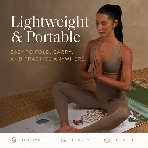 KARMA AND LUCK Serenity Flow Yoga Towel, Lightweight Terry Suede Mat Cover for Calm & Balance, Non-Slip, Quick-Dry Silicone Base, Ideal for Hot Yoga & Meditation, 26” x 72” - color: Serenity
