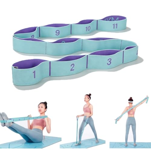 Elastic Stretching Strap with 11 Loops, Multi-Loop Yoga Stretching Strap Elastic Exercise Band, Improve Flexibility Arm Leg Stretching Strap Home Gym Equipment for Physical Therapy Pilates Gymnastics