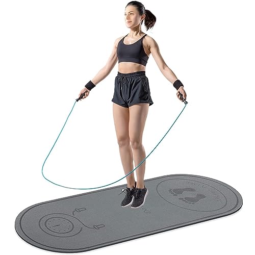 Jump Rope Mat 71"/63"x24" Larger Non-Slip Indoor Outdoor Exercise Fitness Mat, High-Density Workout Shock Absorption for Home Gym Flooring Concrete Jumping Rope - color: 63"x24"Grey