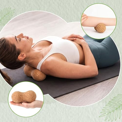 4 Pack Cork Massage Ball, L, Massage Stick Set
