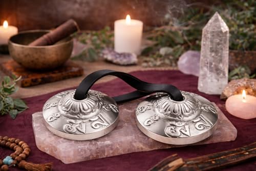 Premium Bronze Tingsha Cymbals Bells - Meditation Mindfulness Chime For Chakra Healing Sound Bath Spiritual Gifts Handcrafted Tibetan By Himalayan Bazaar - size: 1.6 Inches