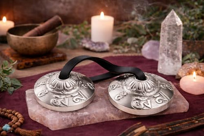Premium Bronze Tingsha Cymbals Bells - Meditation Mindfulness Chime For Chakra Healing Sound Bath Spiritual Gifts Handcrafted Tibetan By Himalayan Bazaar - size: 1.6 Inches