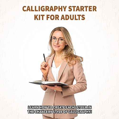 SpiceBox Learn Calligraphy Set for Beginners with Pens and Introduction Book for Adults, Hand Lettering Penmanship Learning Kit, Multi Colors (06772)