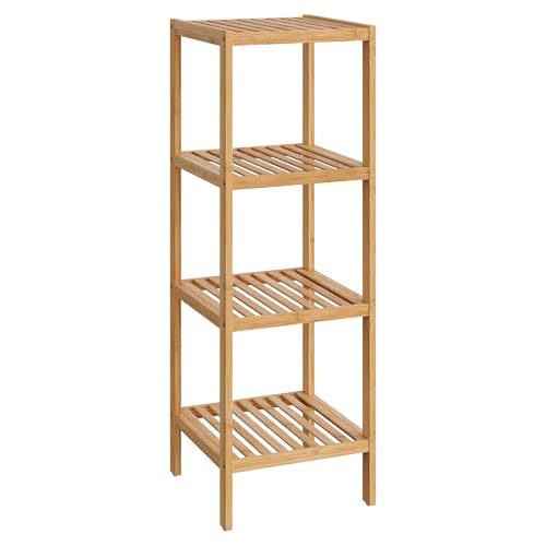SONGMICS 4-Tier Bamboo Shelf, Freestanding Bathroom Storage Rack - color: Light Bamboo, size: 4 Tiers (13"D x 13"W x 38.6"H)