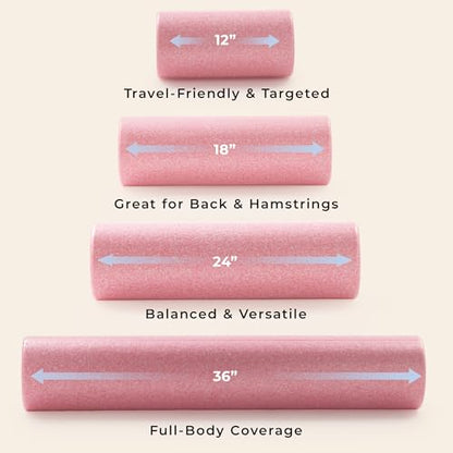 Sunny Health & Fitness 36" Pink High-Density Yoga Foam Roller | Muscle Relief, Physical Therapy, Post-Workout Recovery, Improved Flexibility, Home, Gym, Rehab Use, Full-Body Use - color: Pink, size: 36-Inch
