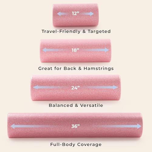 Sunny Health & Fitness 12" Pink High-Density Yoga Foam Roller | Muscle Relief, Physical Therapy, Post-Workout Recovery, Improved Flexibility, Home, Gym, Rehab Use, Full-Body Use - color: Pink, size: 12-Inch