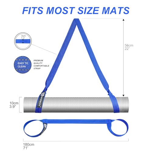 A AZURELIFE [MAT NOT Included] Yoga Mat Sling, Yoga Mat Straps for Carrying, Easy-Cinch Yoga Mat Holder Strap - color: #1-blue